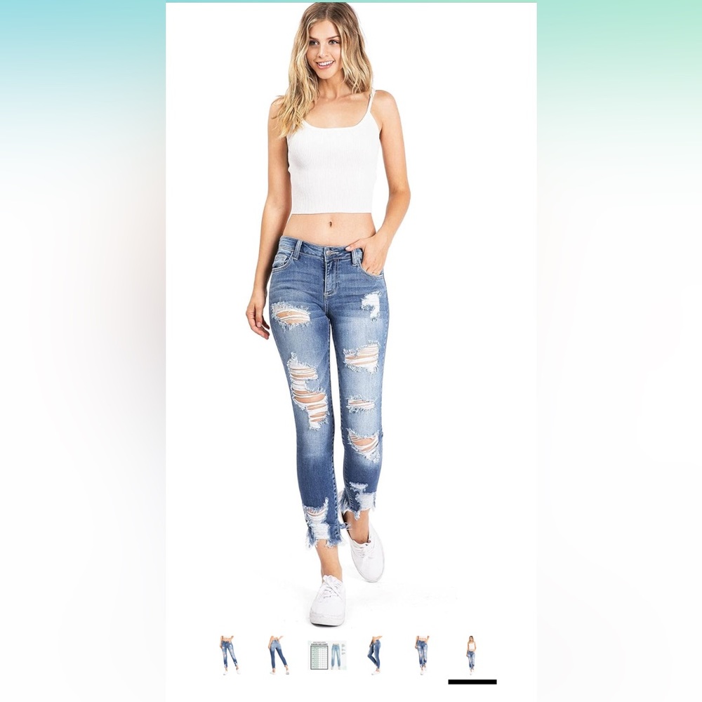 GUC Cello Jeans Women's Juniors Mid Rise Distressed Skinny Jeans. Size 3